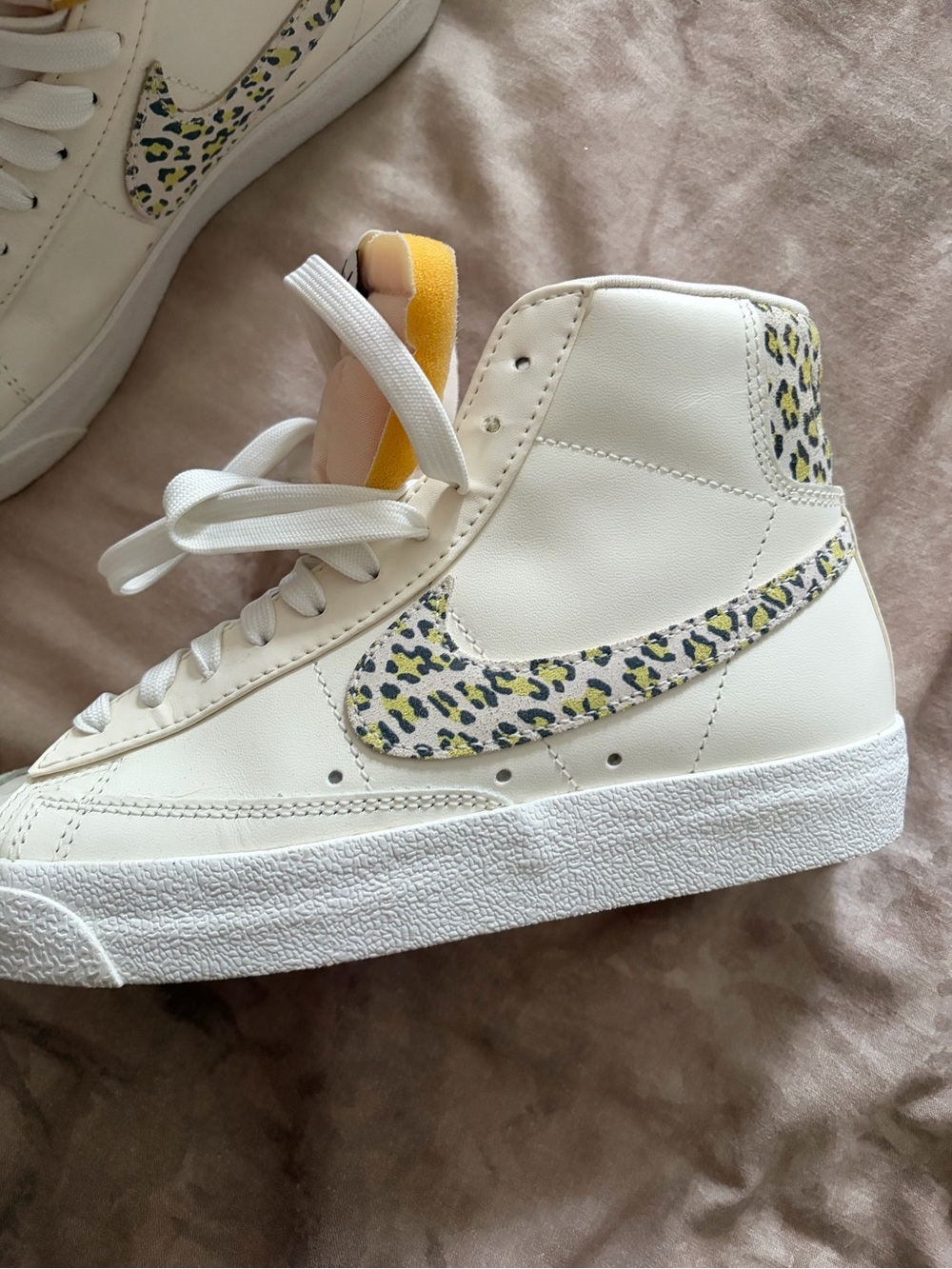 White High-Top  with Leopard Blazers Accent